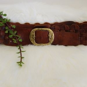 Genuine Leatherock Wide Woven Belt sz 36